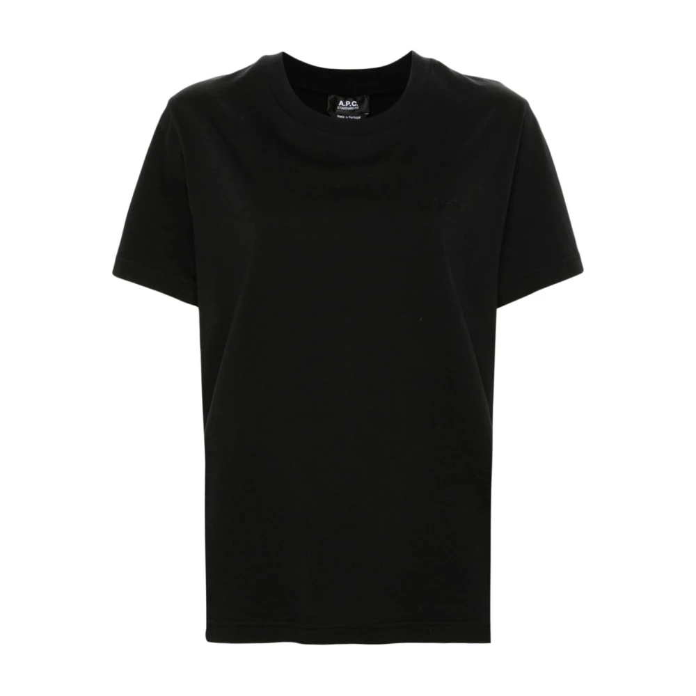 A.p.c. Zwart Geborduurd T-shirt en Polo Black Dames