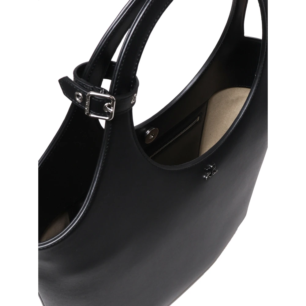 Courrèges Zwarte Leren Schoudertas Black Dames