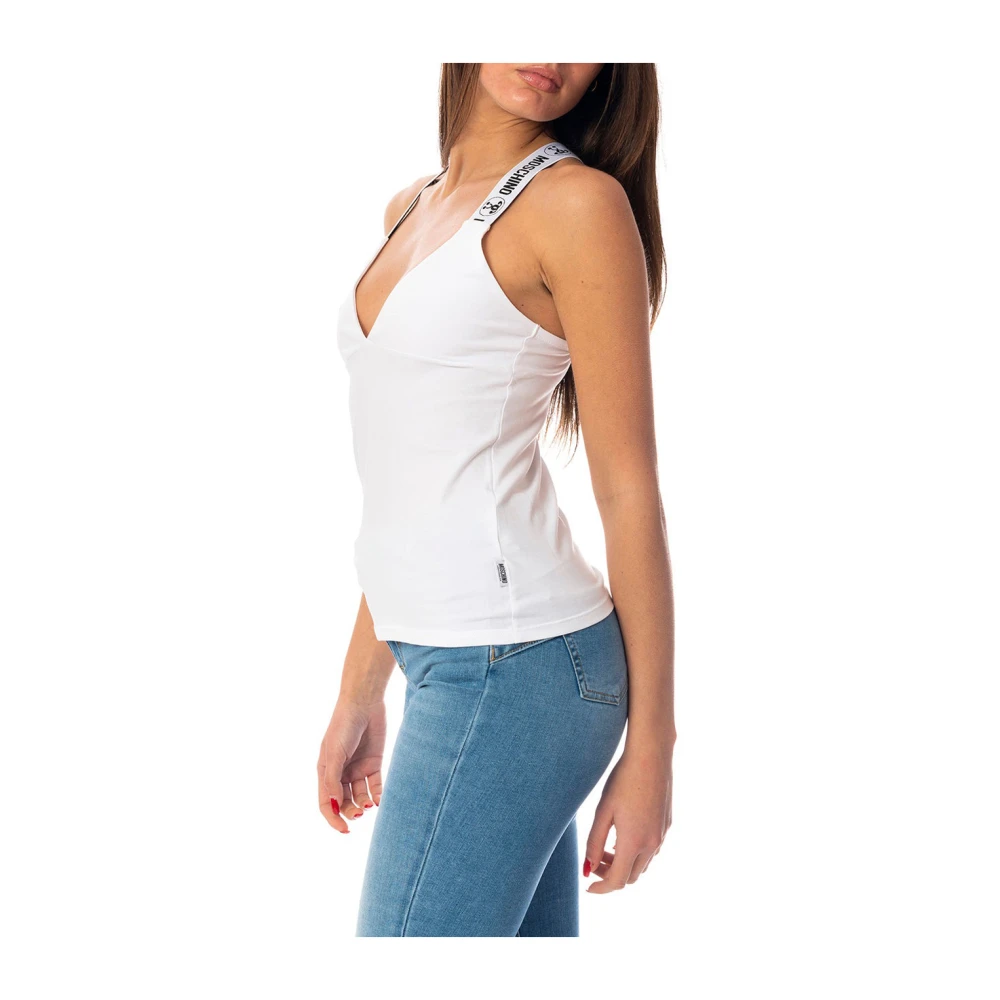 Love Moschino Witte T-shirts en Polos met Logo Bandjes White Dames