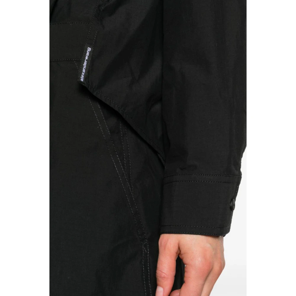 alexander wang Zwarte Katoenmix Ripstop Jurk Black Dames