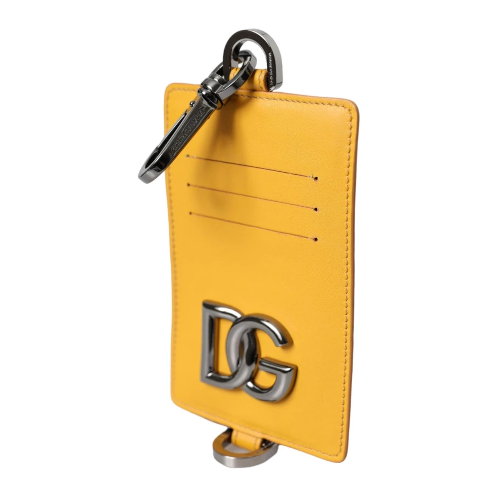 Dolce & Gabbana Luxe Leren Kaarthouder Portemonnee Orange Heren