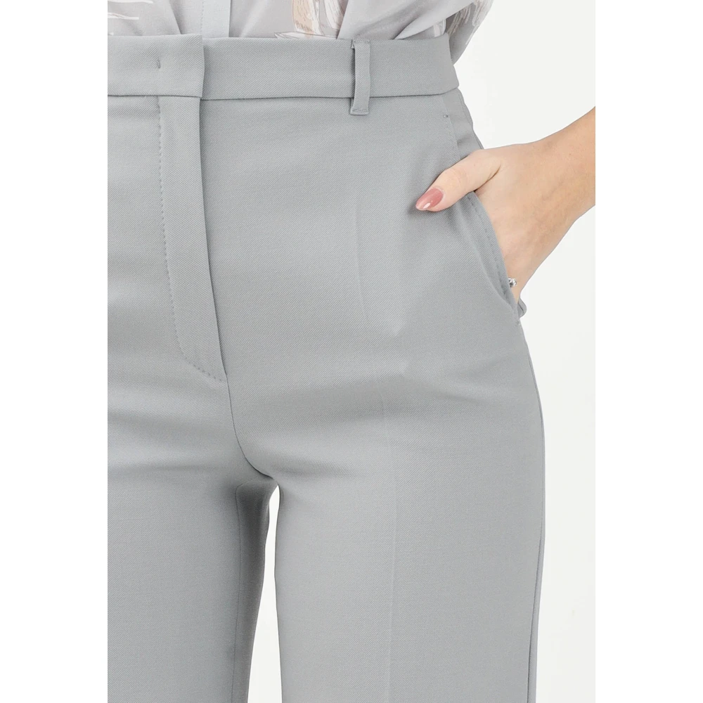 Max Mara Elegante Grijze Wijde Pijp Broek Gray Dames