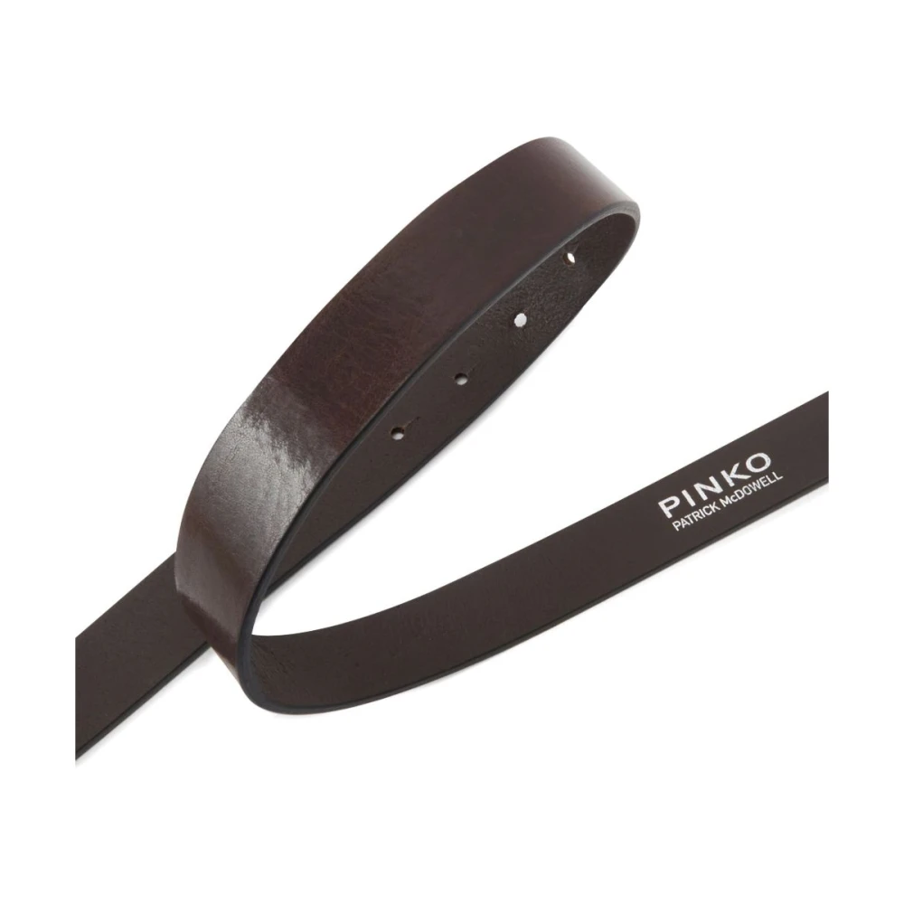 pinko Bruin Leren Riem met Gegraveerd Logo Brown Dames