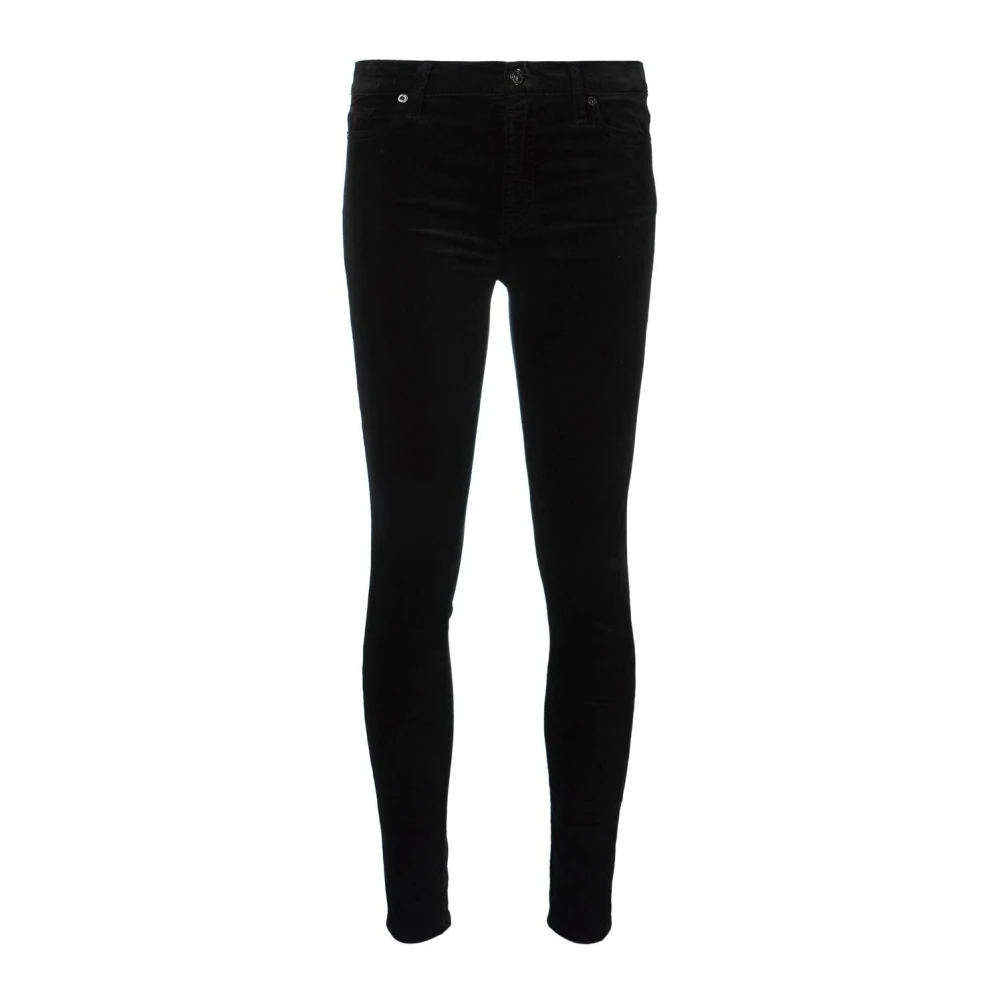 7 For All Mankind Velvet Skinny High Waist Broek Black Dames