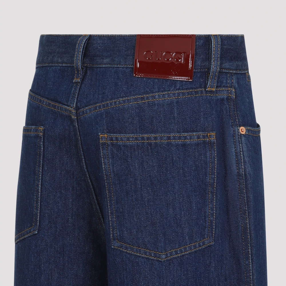 Gucci Wide Leg Denim Jeans Blue Dames