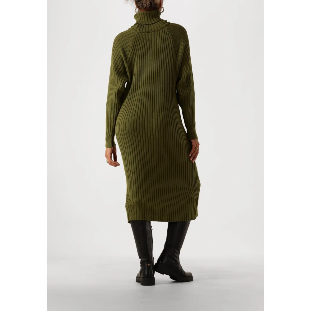 Y.A.S Groene Gebreide Midi Rollneck Jurk Green Dames