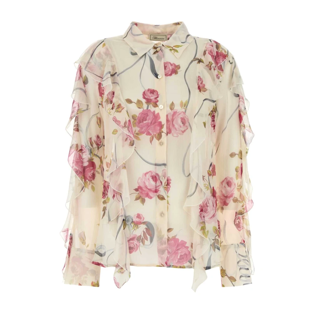 Blumarine Women's Multicolor Printed Crepe Shirt For Medium