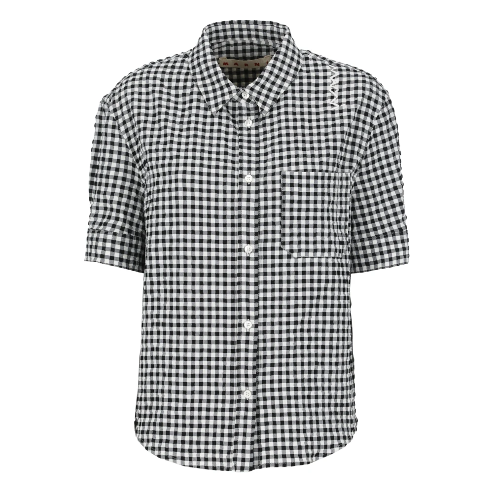 Marni Zwarte Katoenmix Geruite Overhemd Black Dames