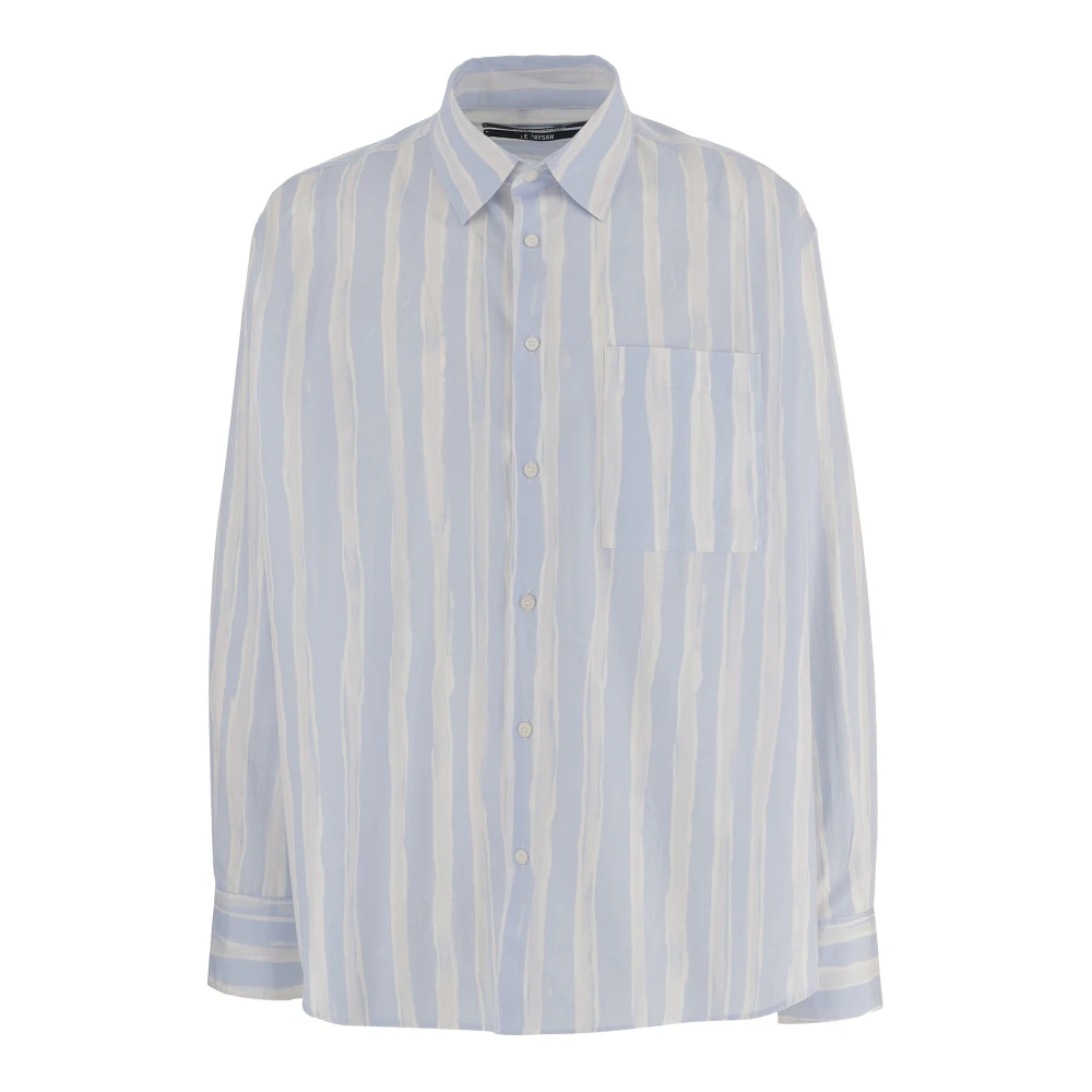 Jacquemus Blue Cotton Shirt With Striped Pattern - Male - Casual Shirts - 2XL - Shirts