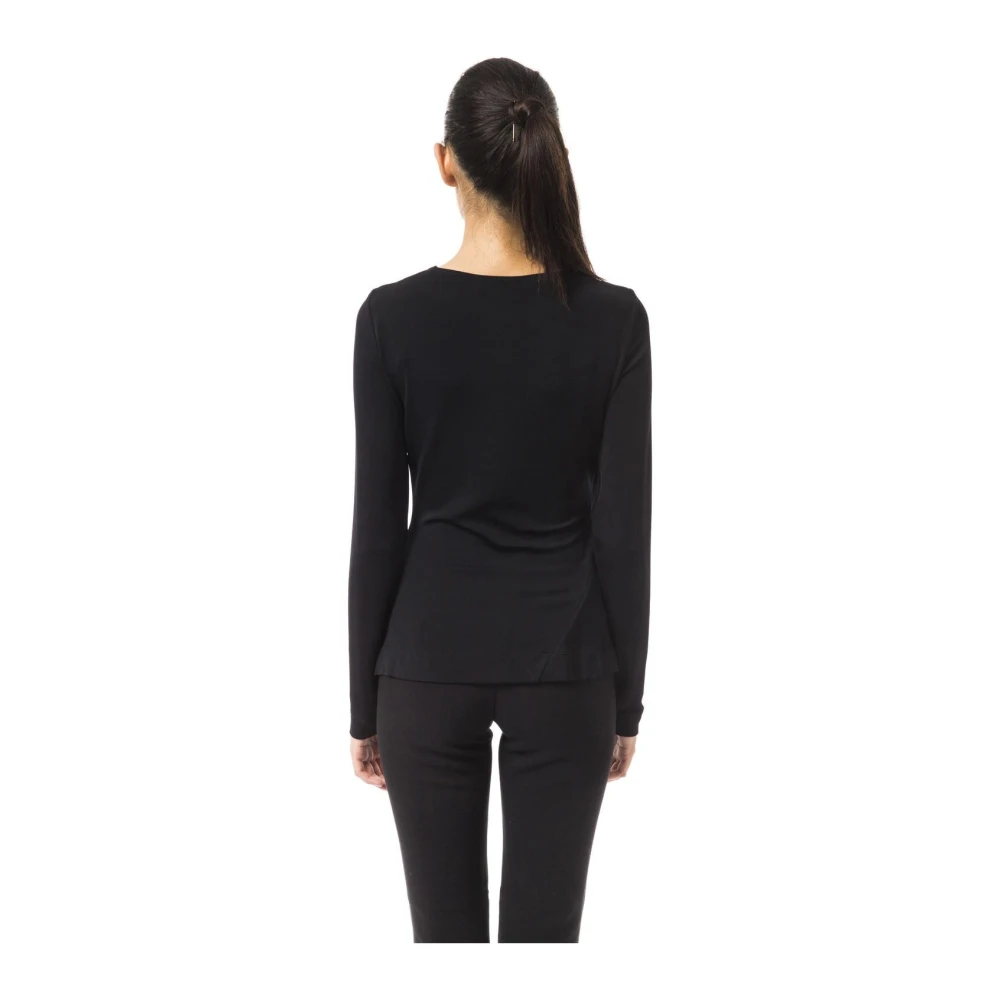 By Byblos Open Hals Lange Mouw T-shirt Black Dames