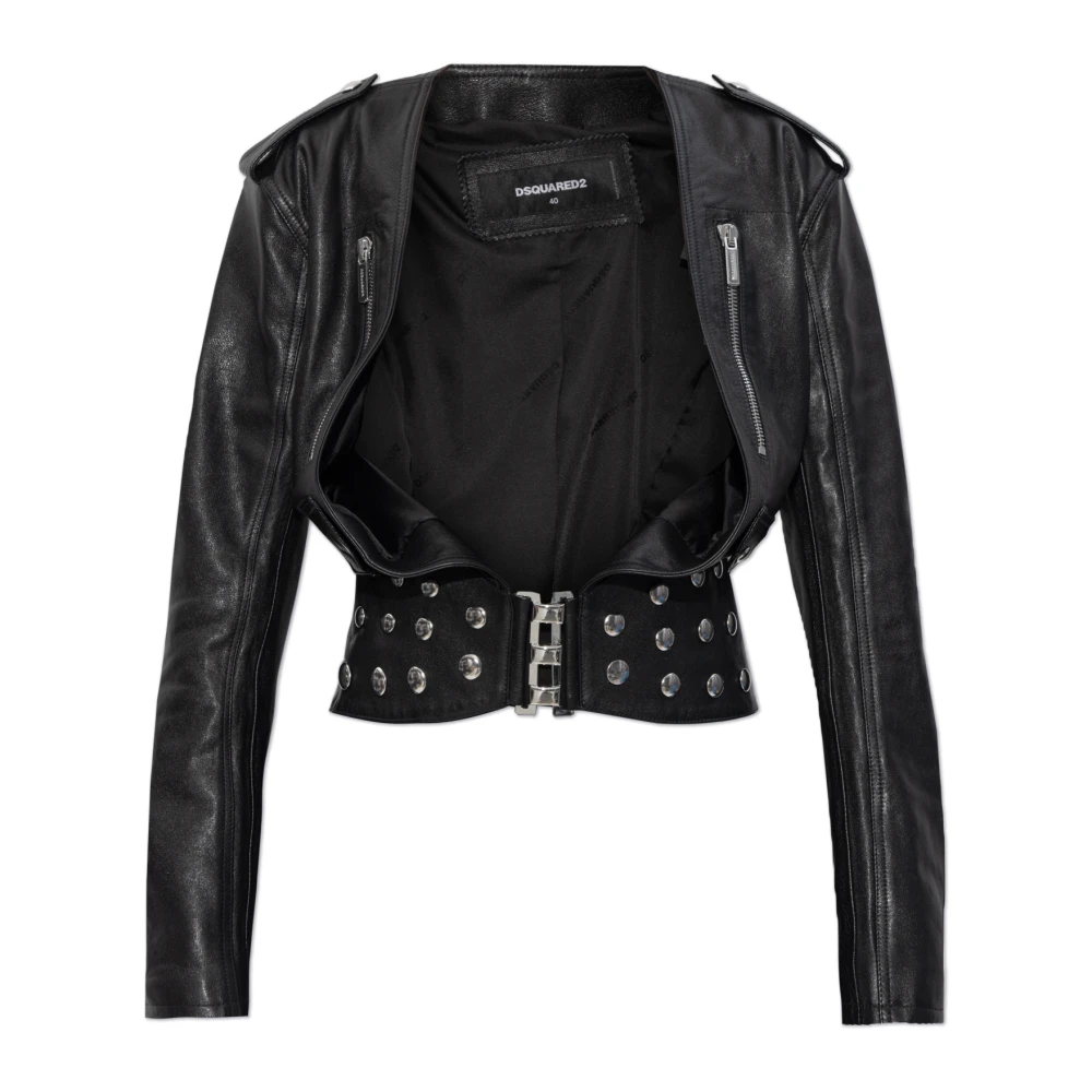 Dsquared2 Leren jas Black Dames