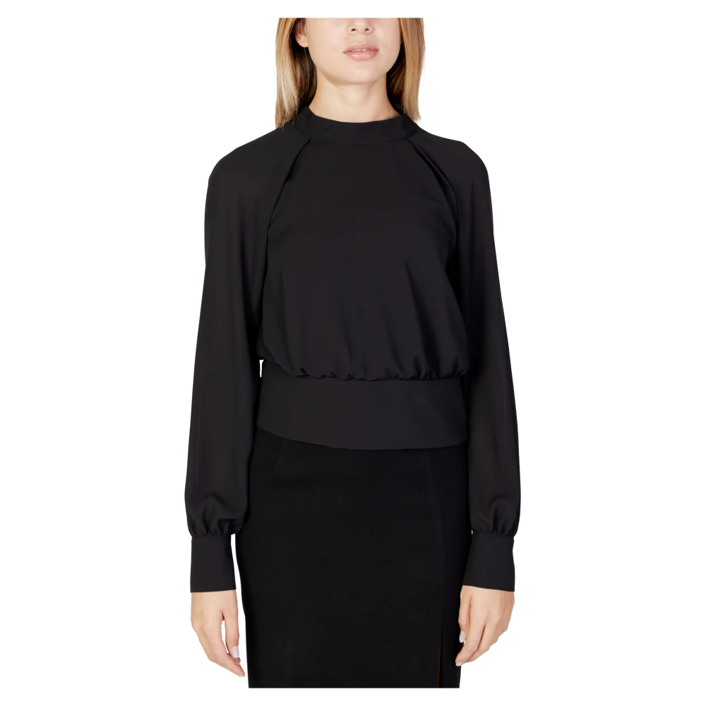 Sandro Ferrone Zwarte Coltrui Blouse Lange Mouwen Vrouwen Black Dames