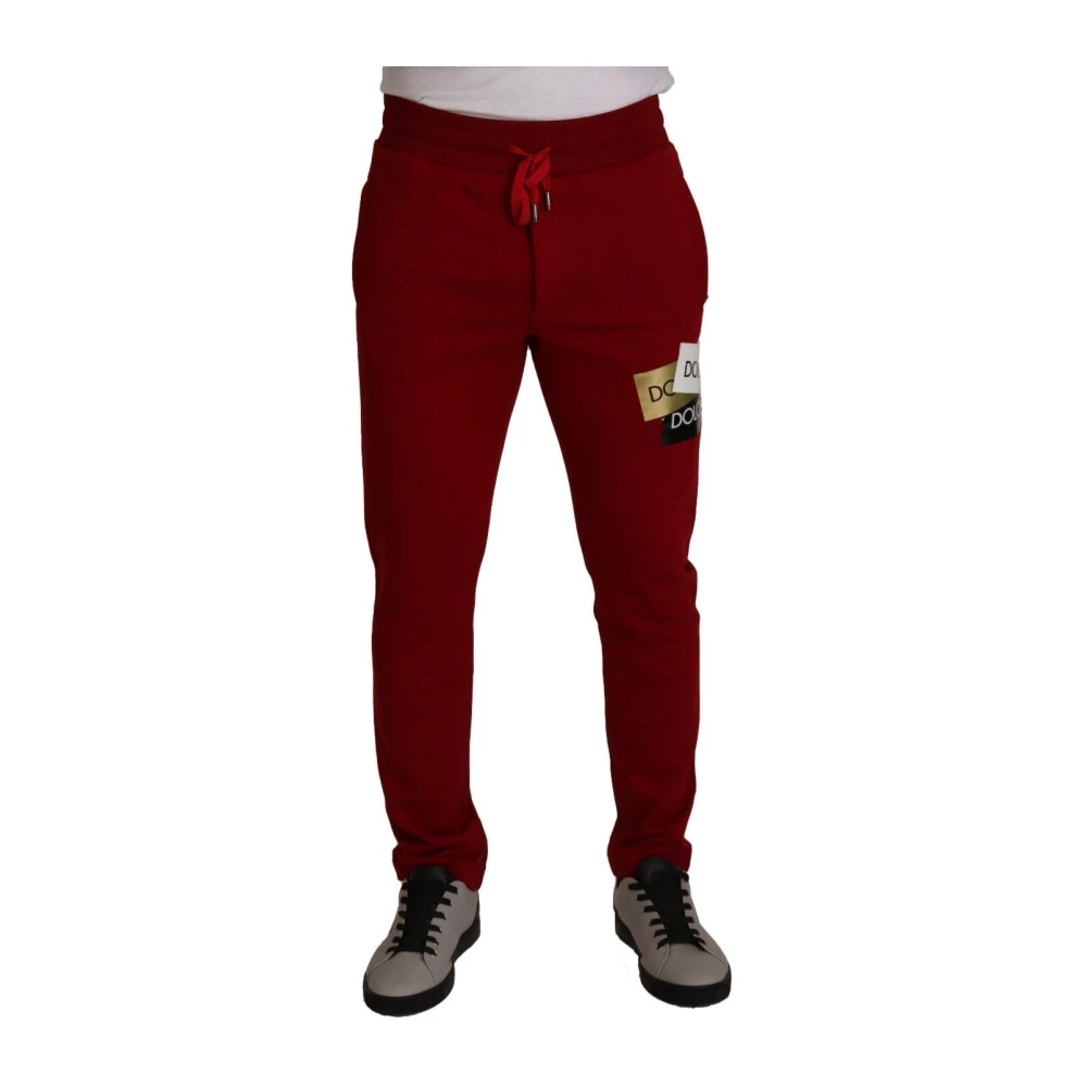 Red Cotton Logo Patch Jogging Pants - Dolce & Gabbana - Modalova