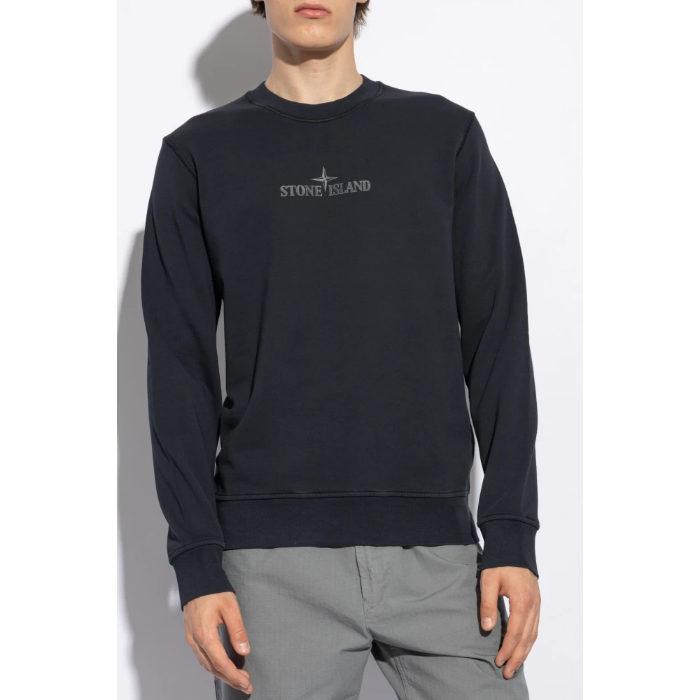 Stone Island Sweatshirt met logo Blue Heren