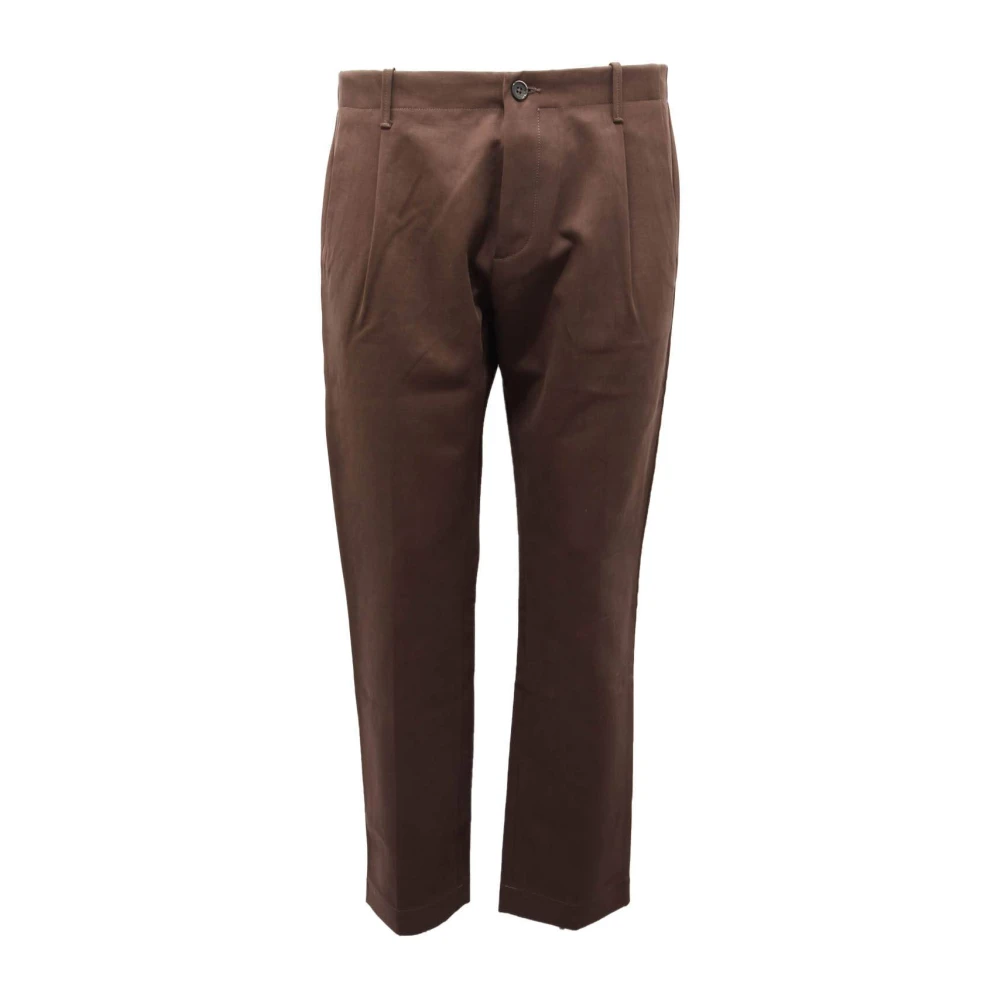 Nine In The Morning Men's Brown Chinos, L, Fold Man Cotton Elastane Trousers