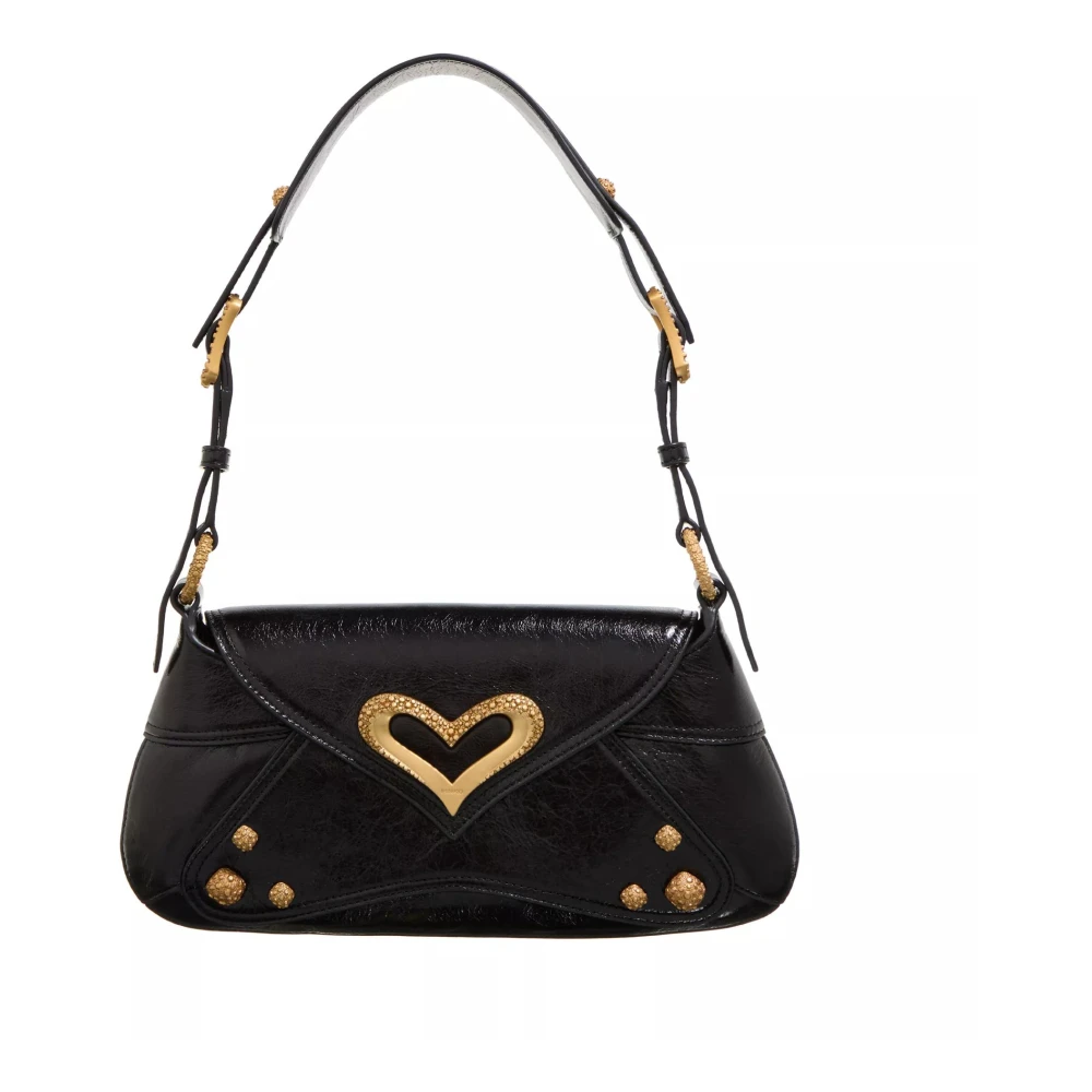 pinko Klassieke Schoudertas in Zwart Leer Black Dames