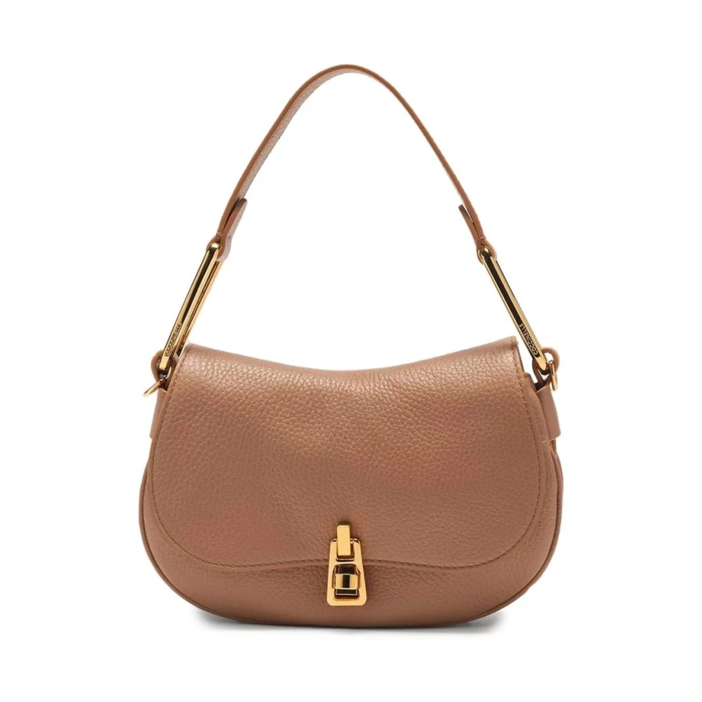 Coccinelle Women's Brown Shoulder Bags, One Size, Elegant Leather Handbag With Metallic Fastening