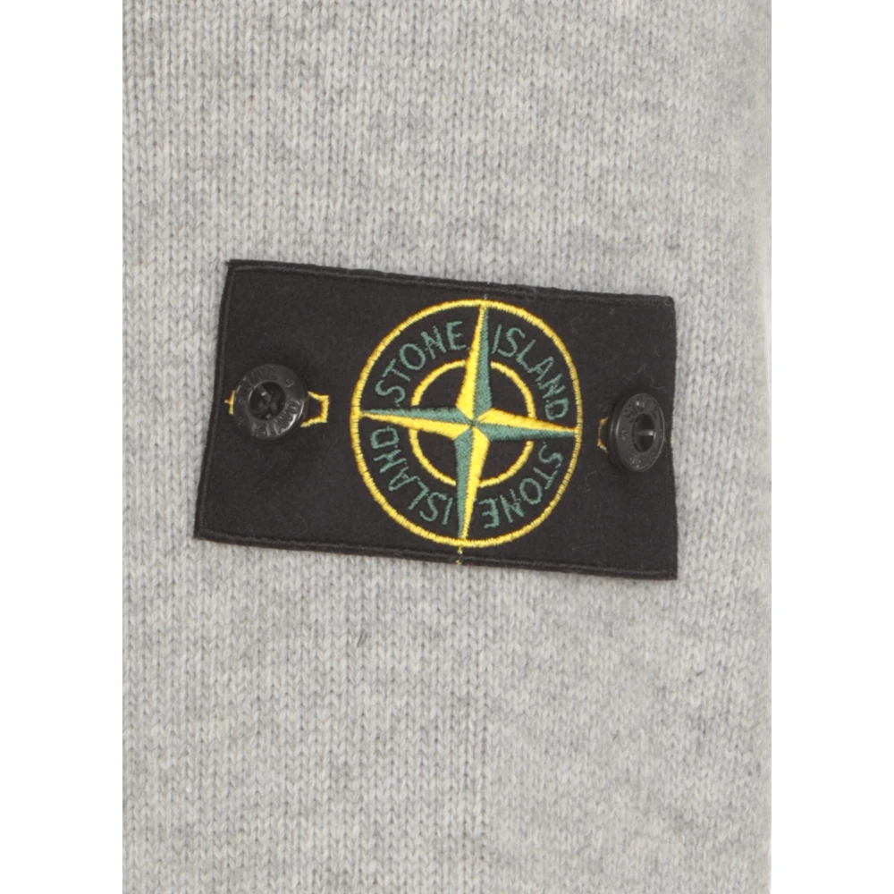 Stone Island Grijze Wollen Trui Ronde Hals Lange Mouw Gray Heren