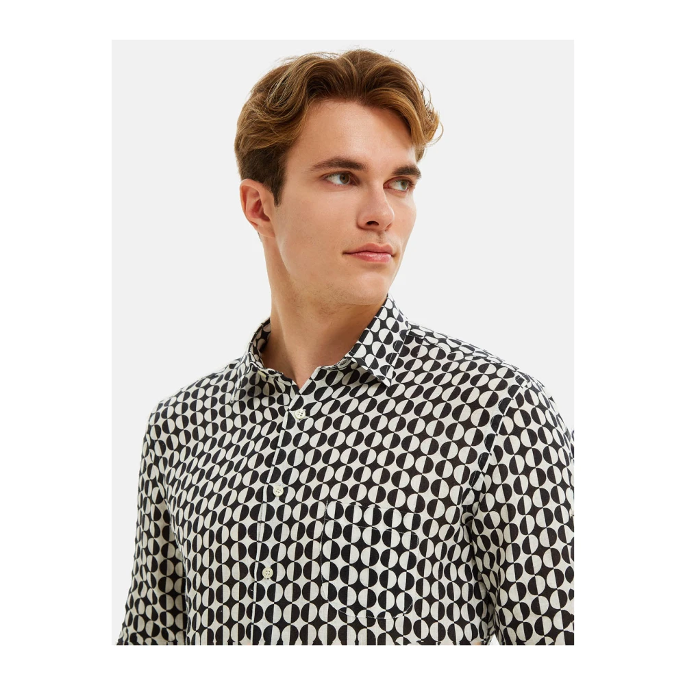 Peninsula Mediterrane Tegelprint Linnen Overhemd Multicolor Heren