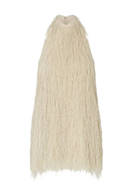 Kort klänning med fransad textil