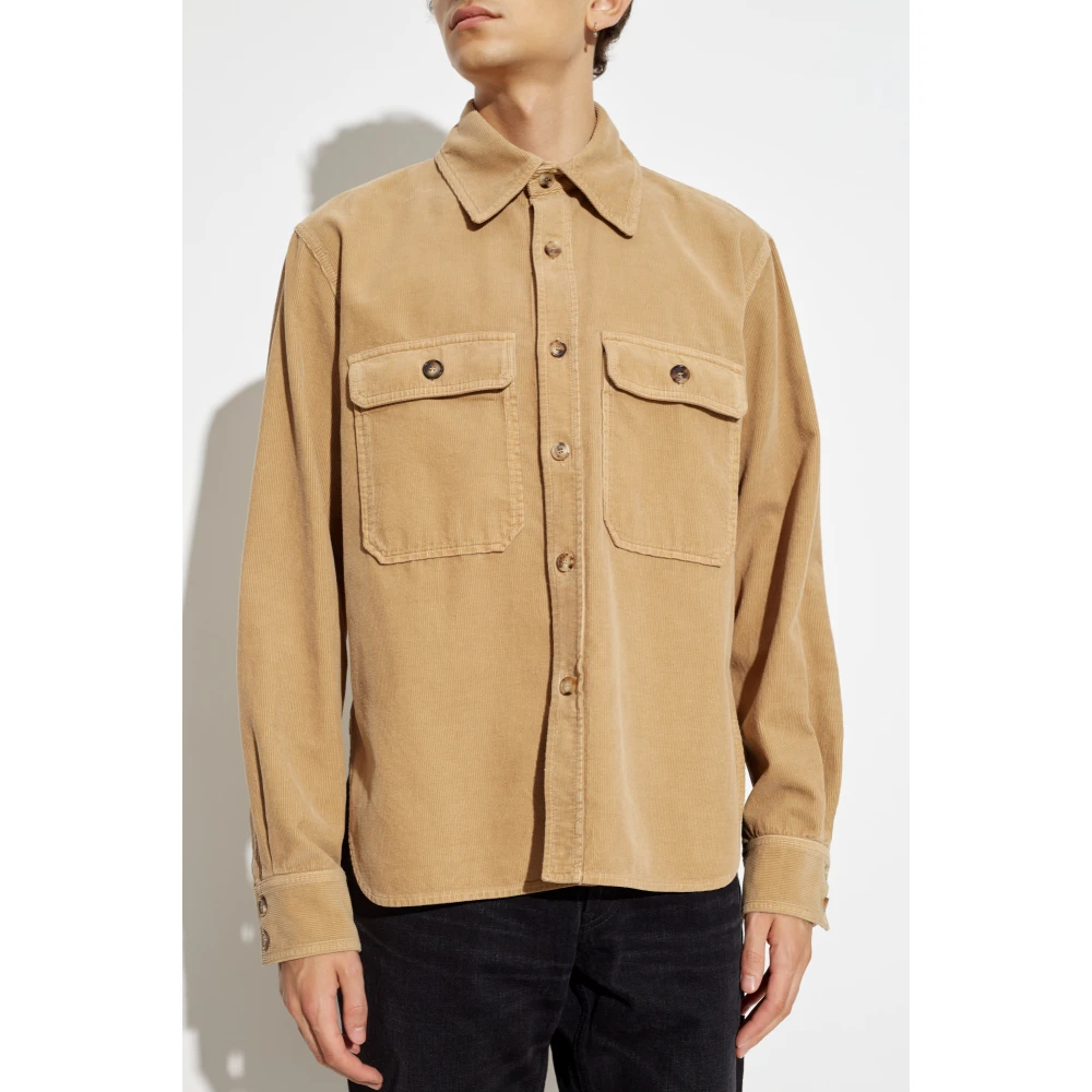 Saint Laurent Corduroy Overhemd Beige Heren