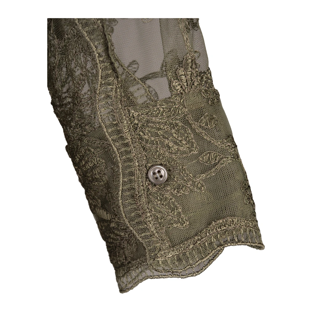 Ermanno Scervino Groene Tule Geborduurde Shirt Camisole Green Dames