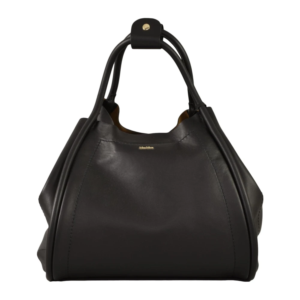 Max Mara Leren Handtas Black Dames