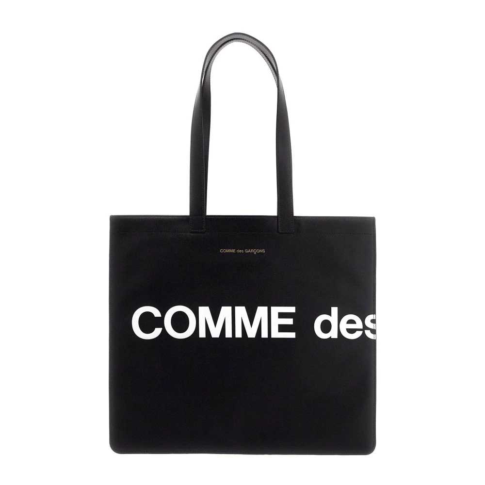 Comme des Garçons Logo Leren Tote Tas Black Dames