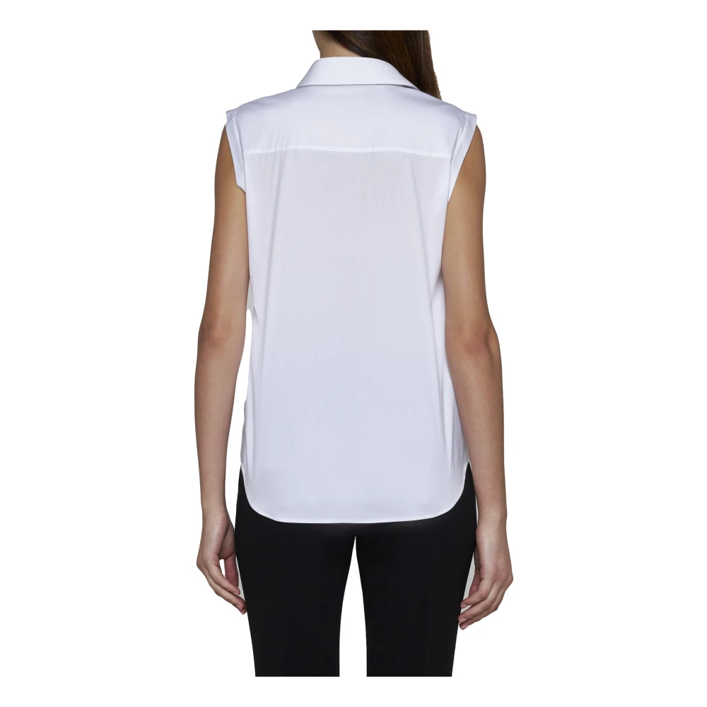 BRUNELLO CUCINELLI Witte Kralen Trim Mouwloze Shirt White Dames