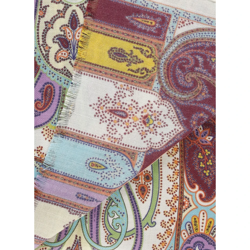 ETRO Multicolor Paisley Print Kasjmier Zijden Sjaal Multicolor Dames