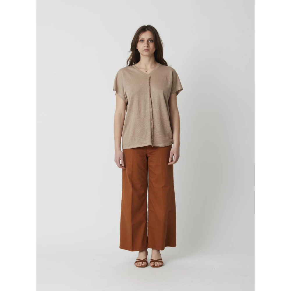Alpha Studio Dames V-Hals T-Shirt Brown Dames