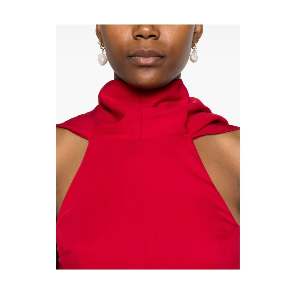 Solace London Rode Halternek Jurk met Sjaal Detail Red Dames