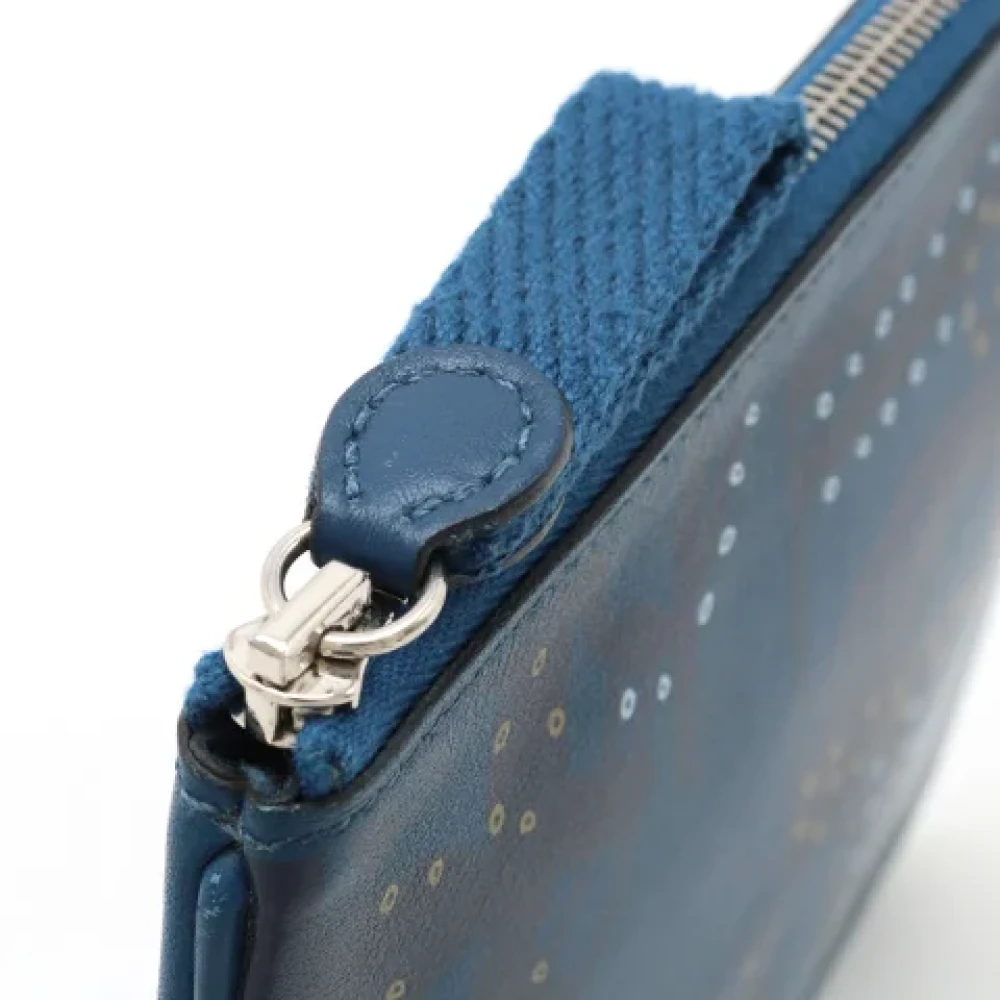 Hermès Vintage Pre-owned Leather pouches Blue Dames