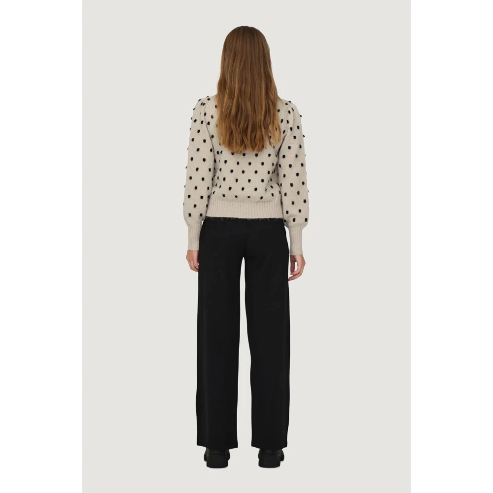 Jacqueline de Yong Beige Gebreide Ronde Hals Trui Beige Dames