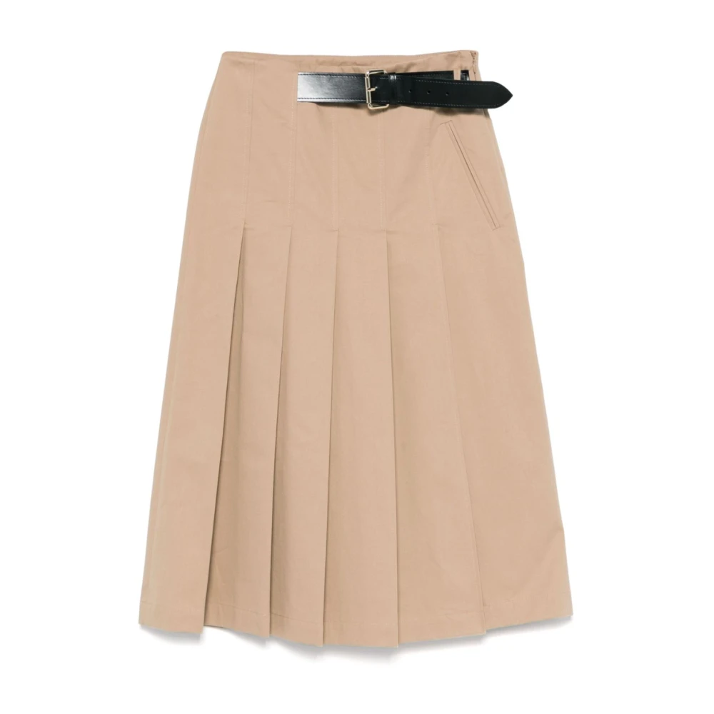 Semicouture Beige Midi Skirts, Female, L, Khaki Skirt