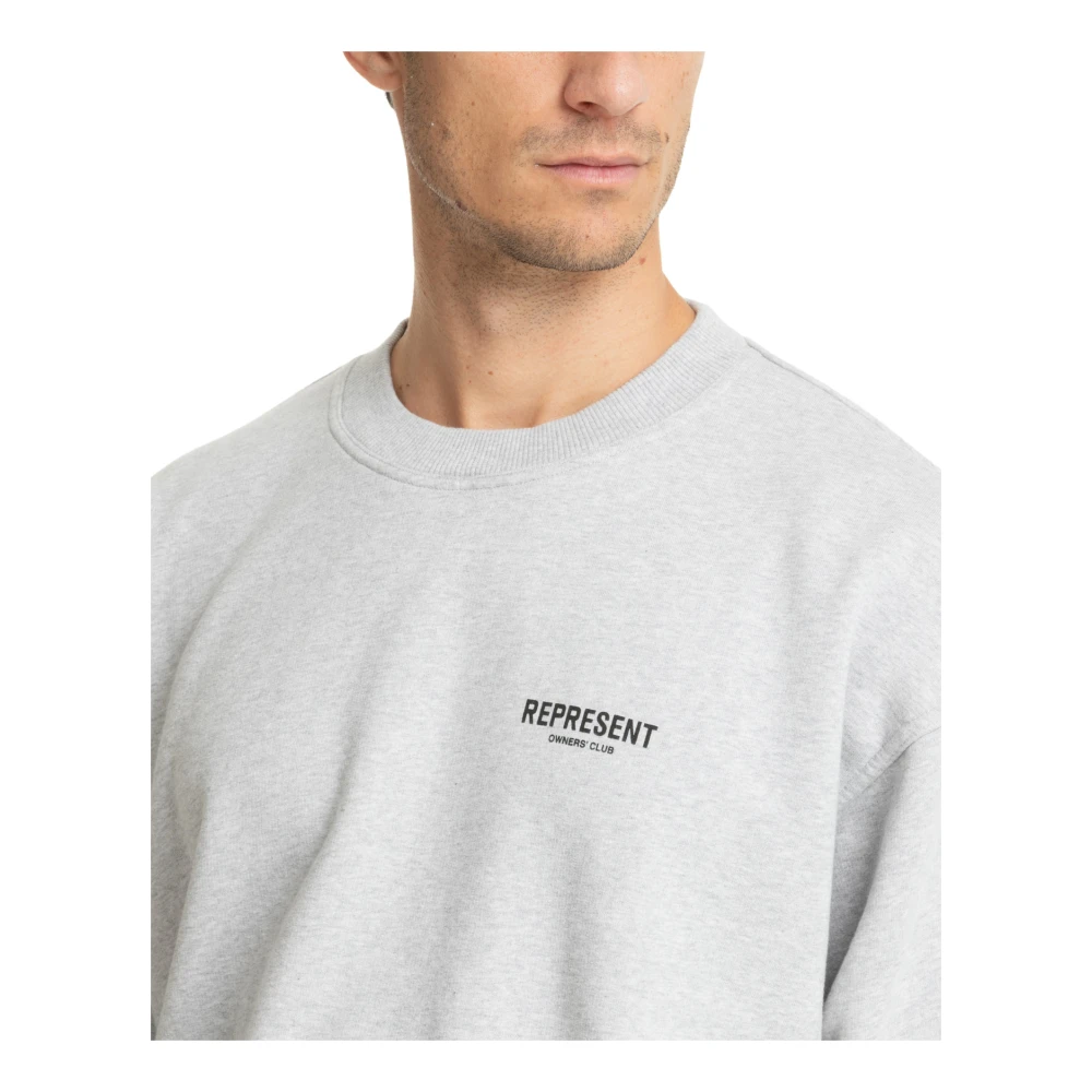 Represent Gestreepte Logo Sweatshirt voor Owners Club Gray Heren