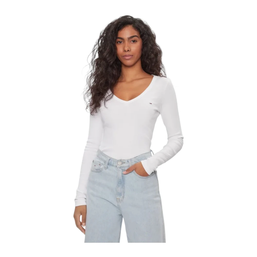 Tommy Jeans V-hals Top White Dames