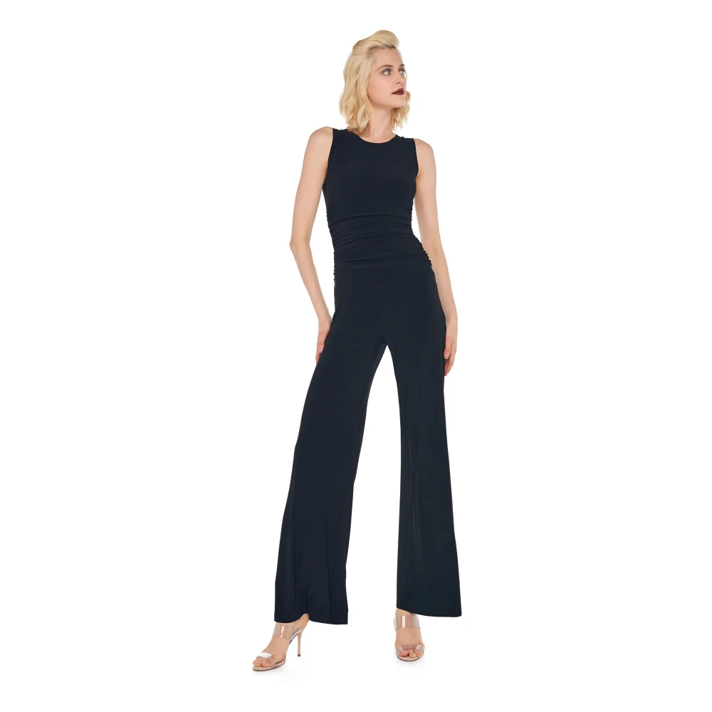 Norma Kamali Zwarte mouwloze jumpsuit met wijde pijpen Black Dames