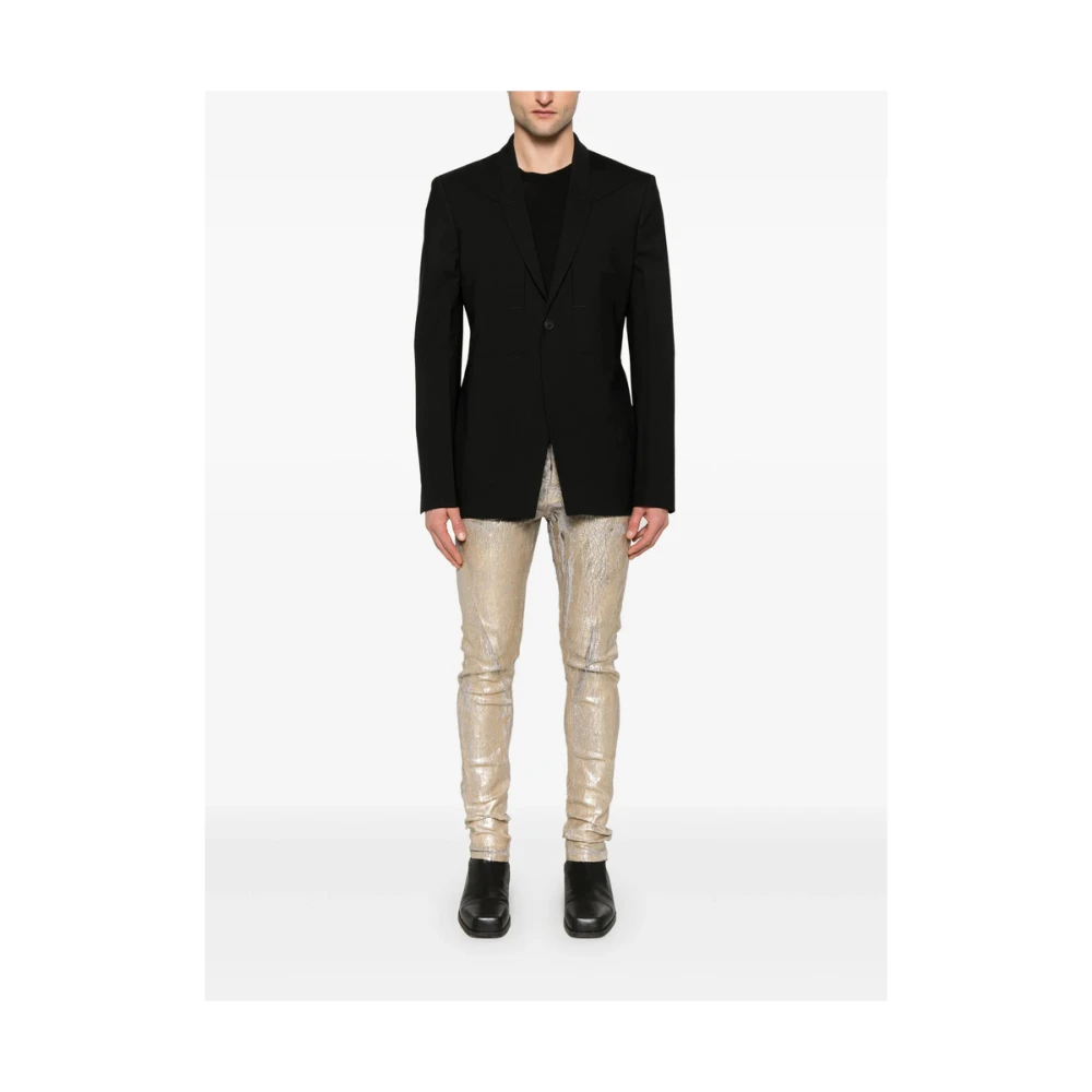 Rick Owens Goudkleurige Knoopsluiting Jeans met Zakken Yellow Heren