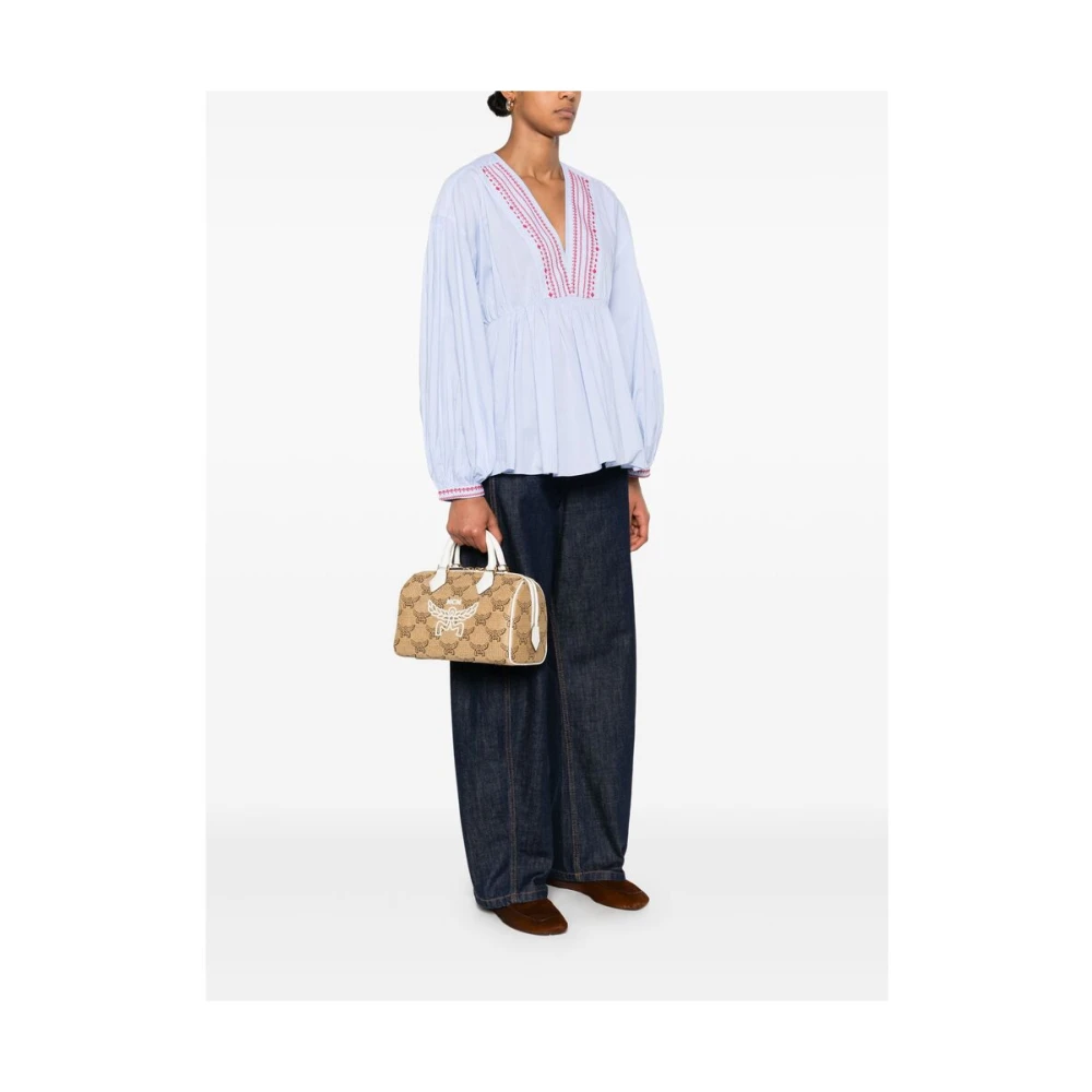 MCM Beige Tweewegrits Handtas Beige Dames