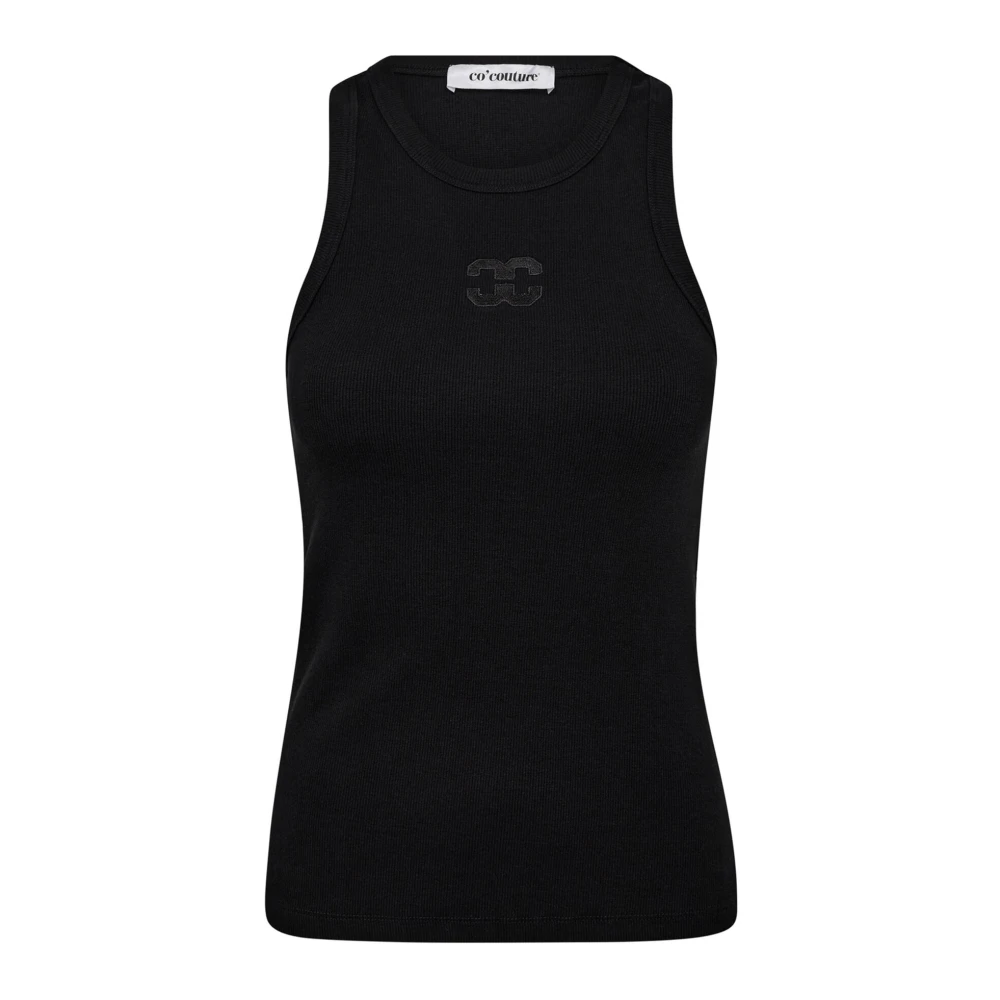 Co'Couture Broderad Tanktop Svart Black, Dam