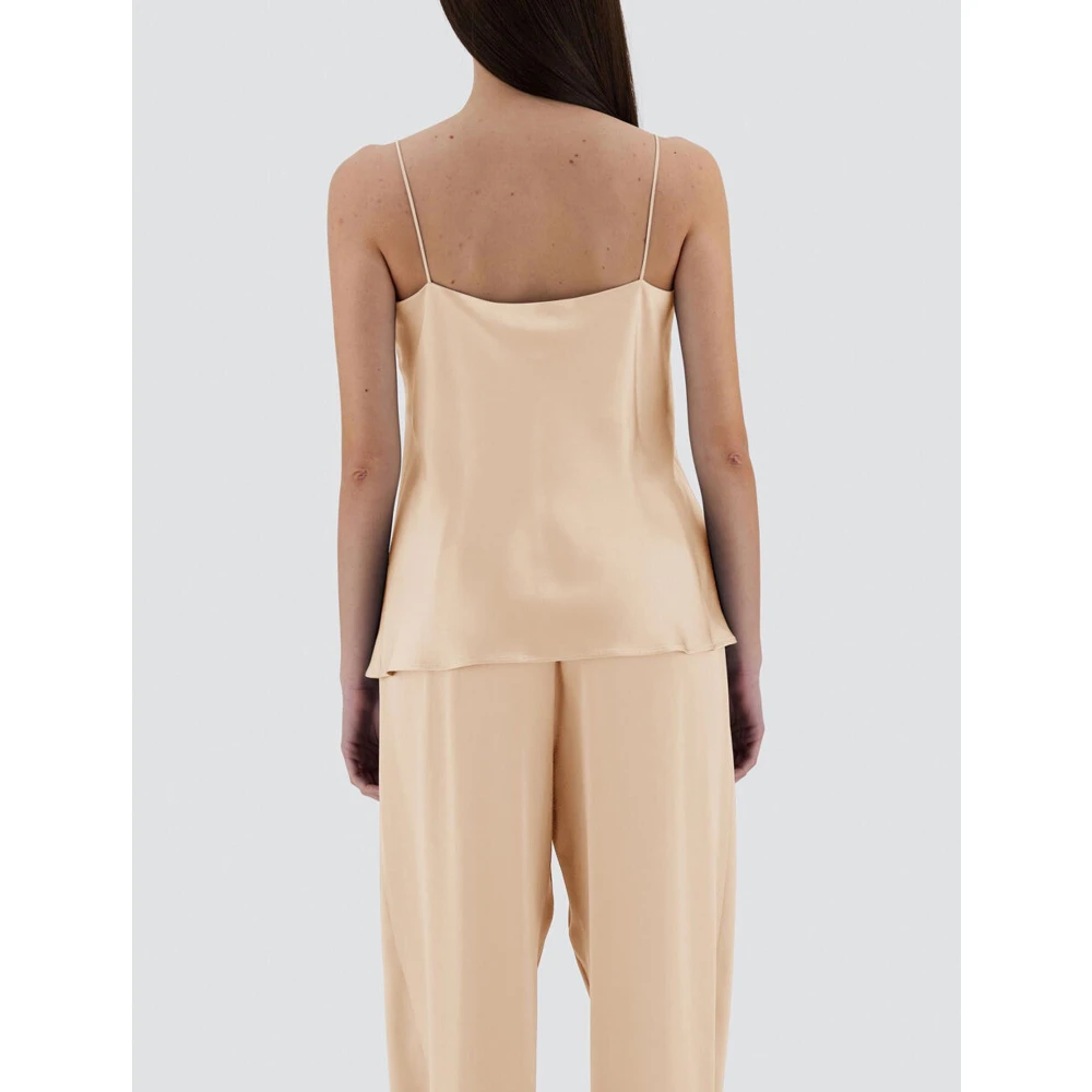 Herno Top met Vierkante Halslijn en Satijnen Effect Beige Dames