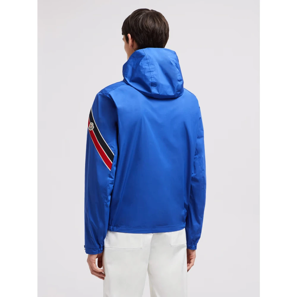 Moncler Blauwe Lichtgewicht Nylon Jas met Capuchon Blue Heren