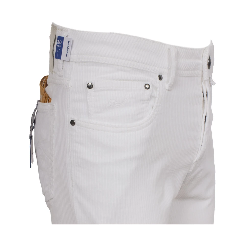 Jacob Cohën Ribfluwelen Slim Fit Broek Bard Model White Heren