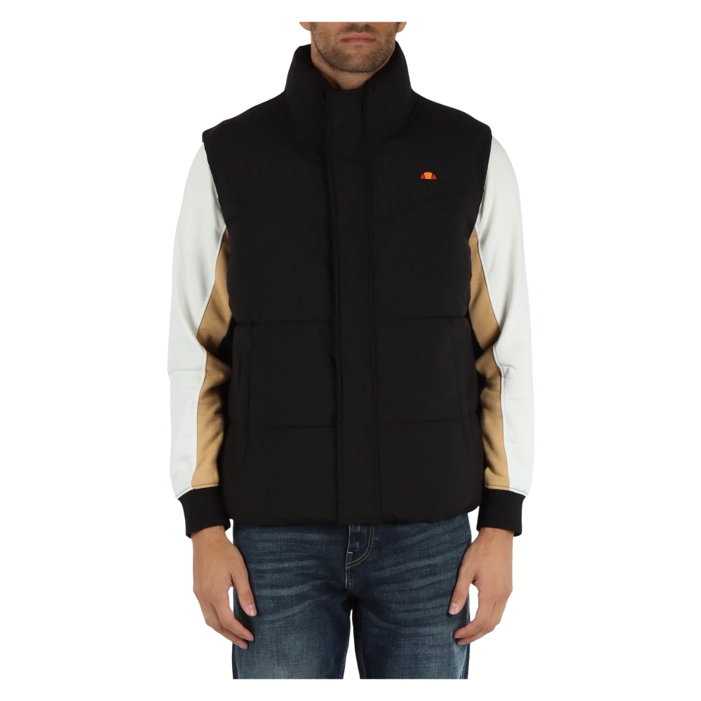 Ellesse Gewatteerd Mouwloos Jack met Voorlogo Patch Black Heren