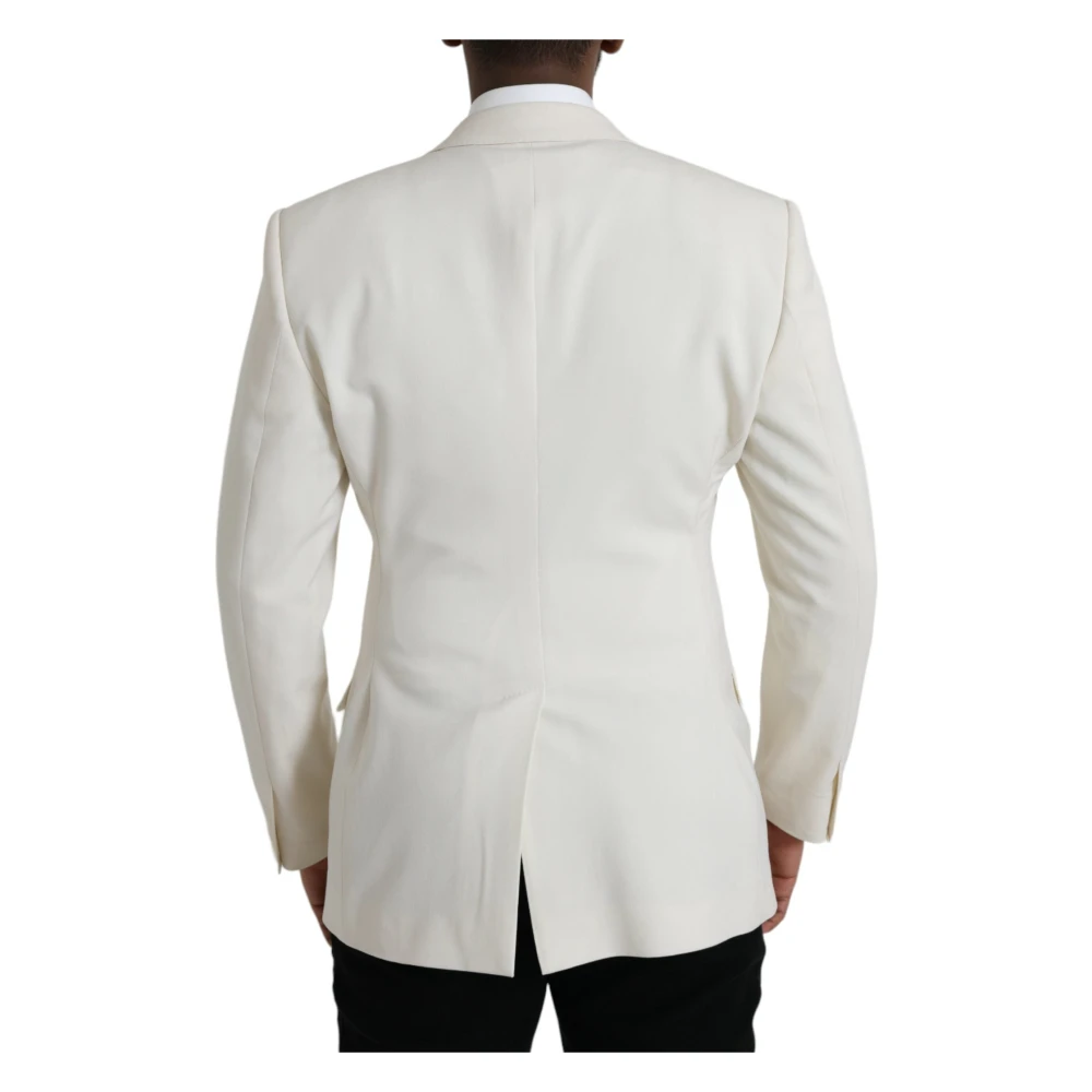 Dolce & Gabbana Witte Wollen Blazer Martini Dubbele Breasted White Heren