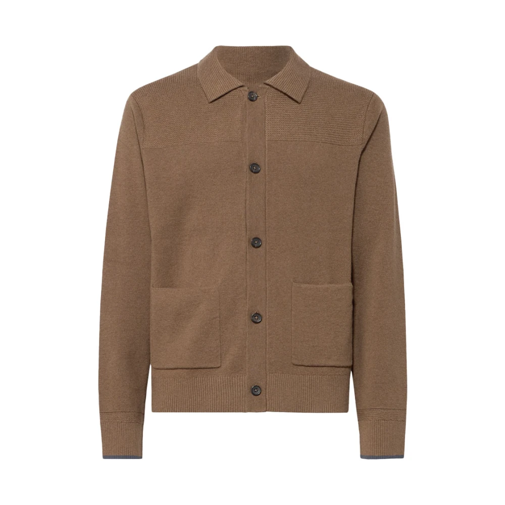PS By Paul Smith Bruine Gebreide Vest met Blauwe Details Brown Heren
