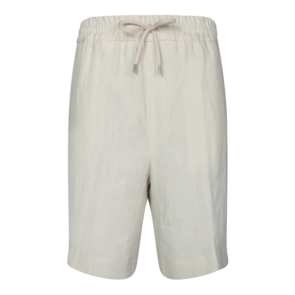 Lardini Beige Linnen Elastische Taille Shorts Beige Heren