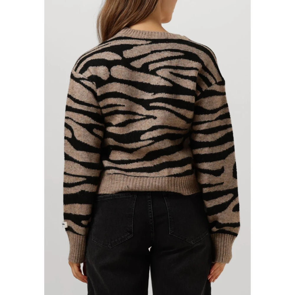 Colourful Rebel Zebra Gebreid Vest Brown Dames