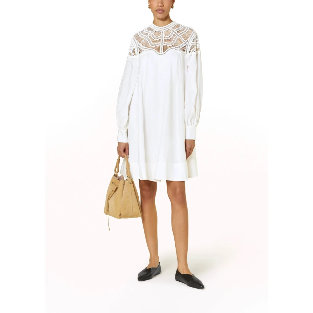 RIANI Linnen jurk met macramé ontwerp White Dames